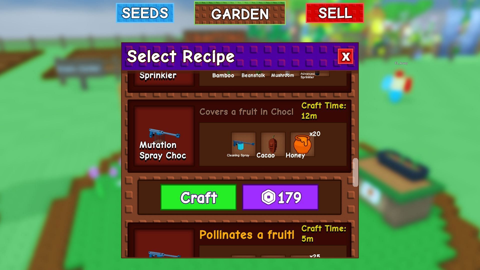 The item is used in different crafting recipes (Image via Roblox)